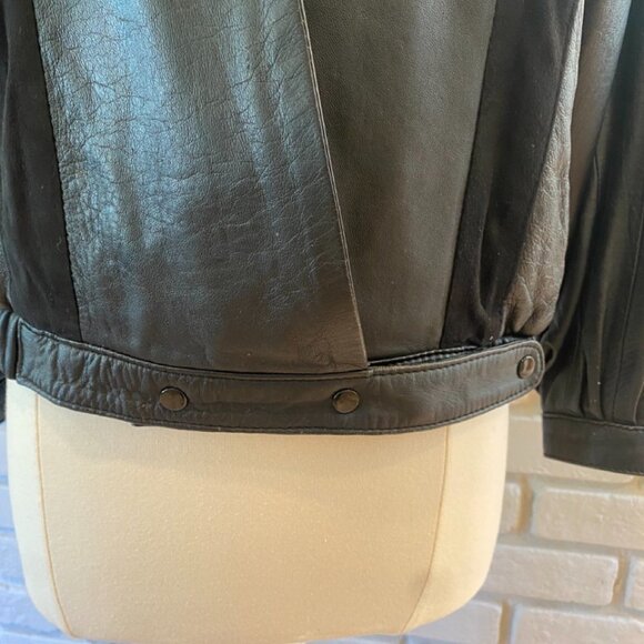 Aysen Black Leather & Suede Jacket, Size S #014 - Picture 3 of 6